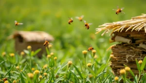 Colmenas de plástico bien organizadas en un apiario, destacando su durabilidad y funcionalidad.