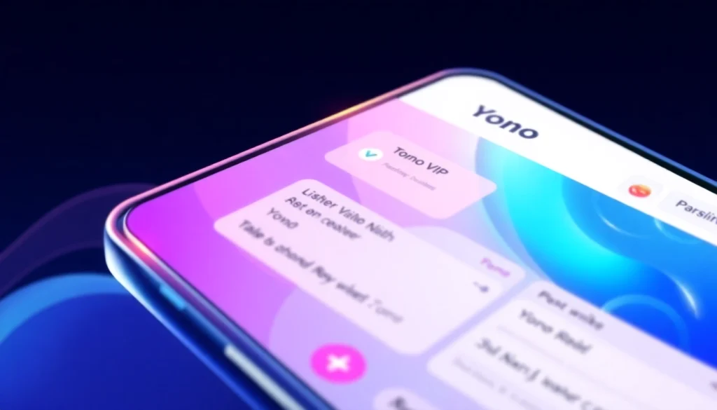 Access the Yono VIP app features efficiently with this modern banking interface illustration.