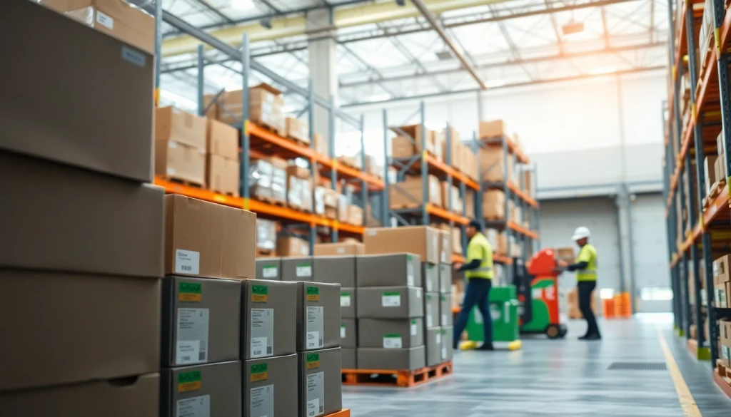 Showcasing a 3PL operation with efficient logistics activities in a modern warehouse environment.