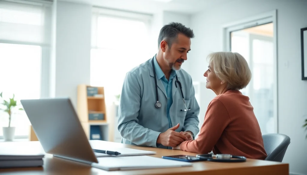 Patient consultation illustrating Health-related care in a bright clinic environment.
