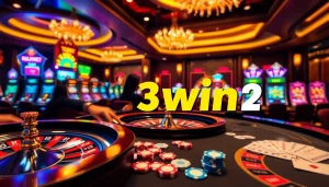 Exciting gaming scene featuring 33win 2 with roulette, cards, and slot machines.
