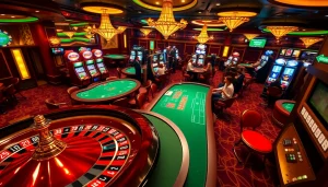 Experience the thrill of obraltoto at a luxurious casino with vibrant games and excited players.