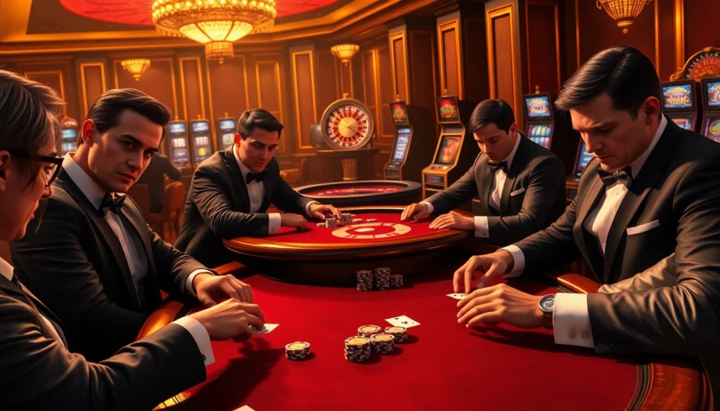 Engage in the thrilling atmosphere of 789club vn with a luxurious casino poker game scene.