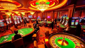 Experience thrilling gaming action at https://lotto188.bar with vibrant casino tables and excited players.