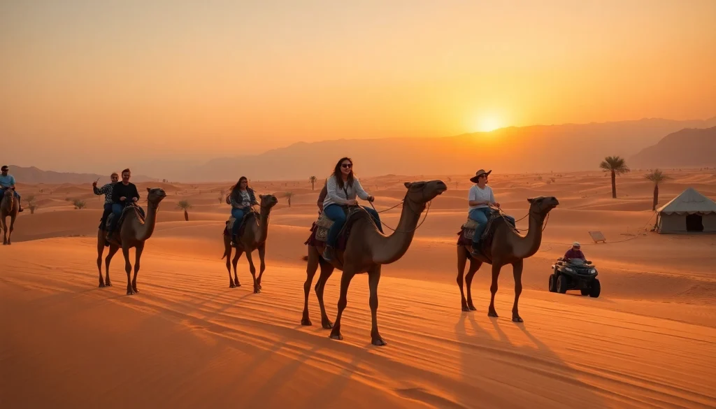 Marrakech camel ride and quad biking adventure at sunset in Agafay Desert.