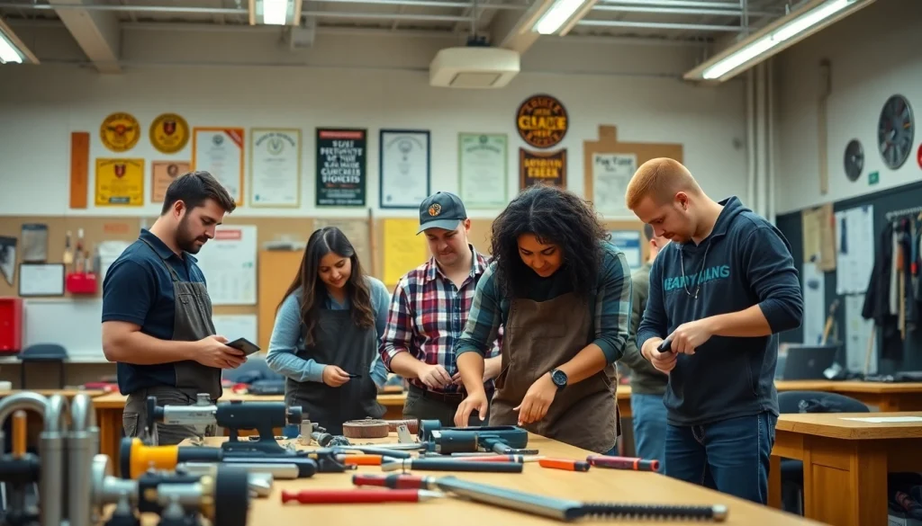 Students practicing skills in a Trade School In Tennessee, enhancing hands-on training and teamwork.