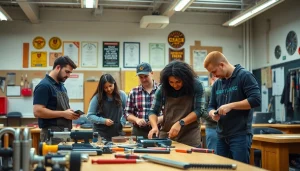 Students practicing skills in a Trade School In Tennessee, enhancing hands-on training and teamwork.