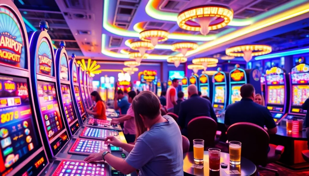 Permainan slot zoom188 yang menarik dengan pemain antusias di kasino.