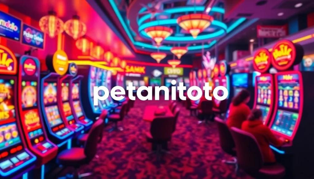 Permainan menarik di petanitoto dengan latar slot yang berwarna-warni.