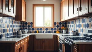 Carreaux Zellige présentés comme une crédence de cuisine éblouissante dans un cadre lumineux et aéré.