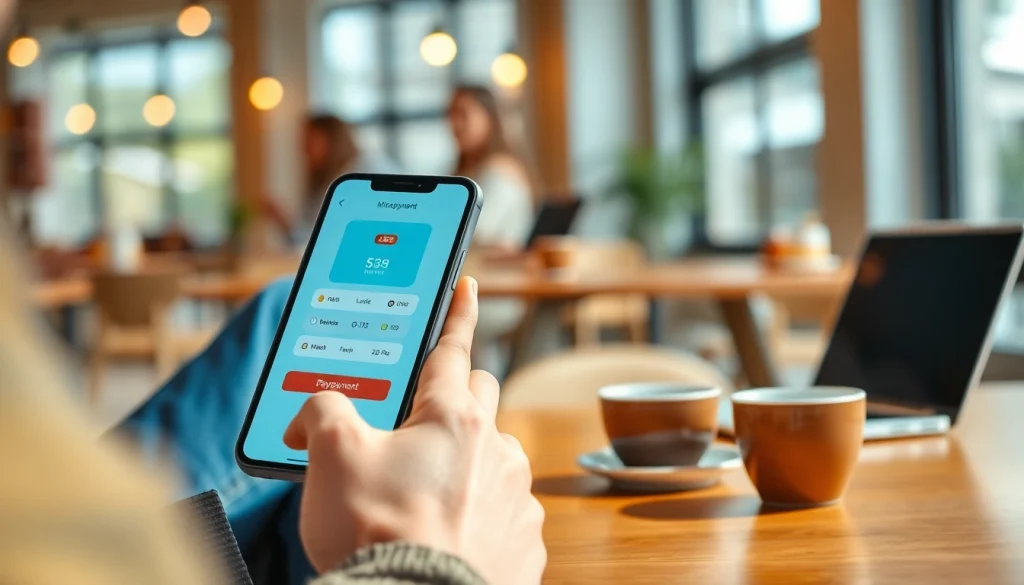 카페에서 스마트폰으로 소액결제 거래를 하는 장면(소액결제)