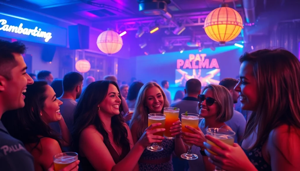 Les clients dansent et s'amusent au social club palma, créant une atmosphère animée et festive.