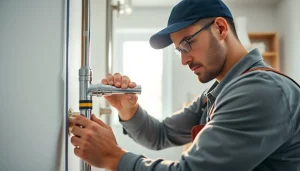 Expert plumber showcasing services from https://speedyservicestoday.com.au in a bright home setting.
