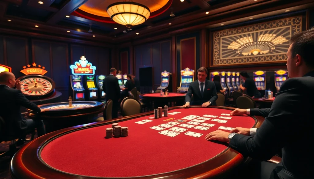 Innovative gambling experience showcasing 주소모음 at a vibrant casino table with elite players