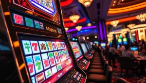 Jelajahi mahjong slot dengan mesin berwarna-warni dan suasana kasino yang energik.