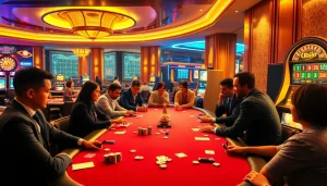 Rio casino scene with vibrant poker action and engaging slot machines.