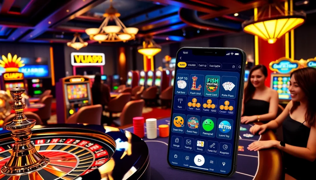 Experience the thrill of gaming at VUA99 with vibrant slots and roulette tables.