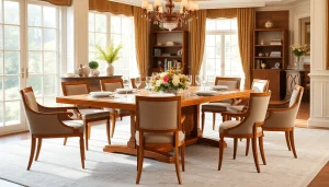 Stunning extension tables set for dining, highlighting elegance in a beautifully arranged space.