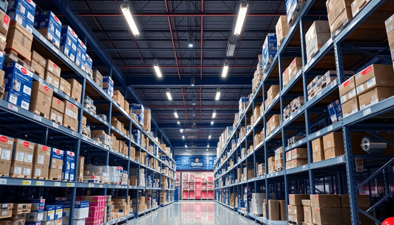Explore premium bowling parts for AMF in a well-stocked, professional warehouse setting.
