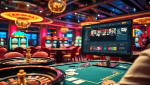 Engage with the thrills of gaming on trang chủ king88 featuring bright casino tables and vibrant atmosphere.