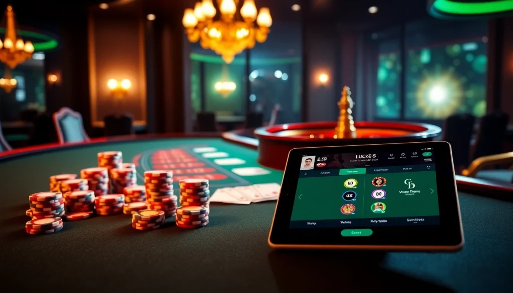 Exciting casino atmosphere with Luck8 poker and roulette action, showcasing high-stakes gameplay.