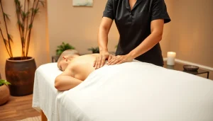 마사지 기법을 적용하는 전문가의 손과 편안한 고객의 모습