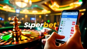 Superbet online gambling interface showcasing vibrant casino elements with excitement and luxury.