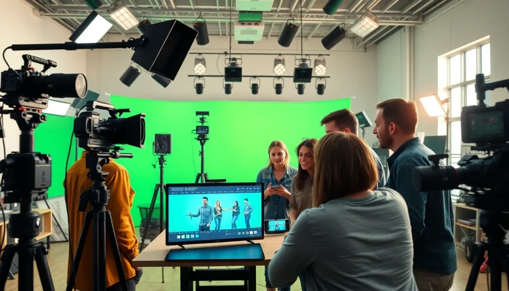 Innovative Video Production Company Phoenix team collaborating creatively in a bright studio.