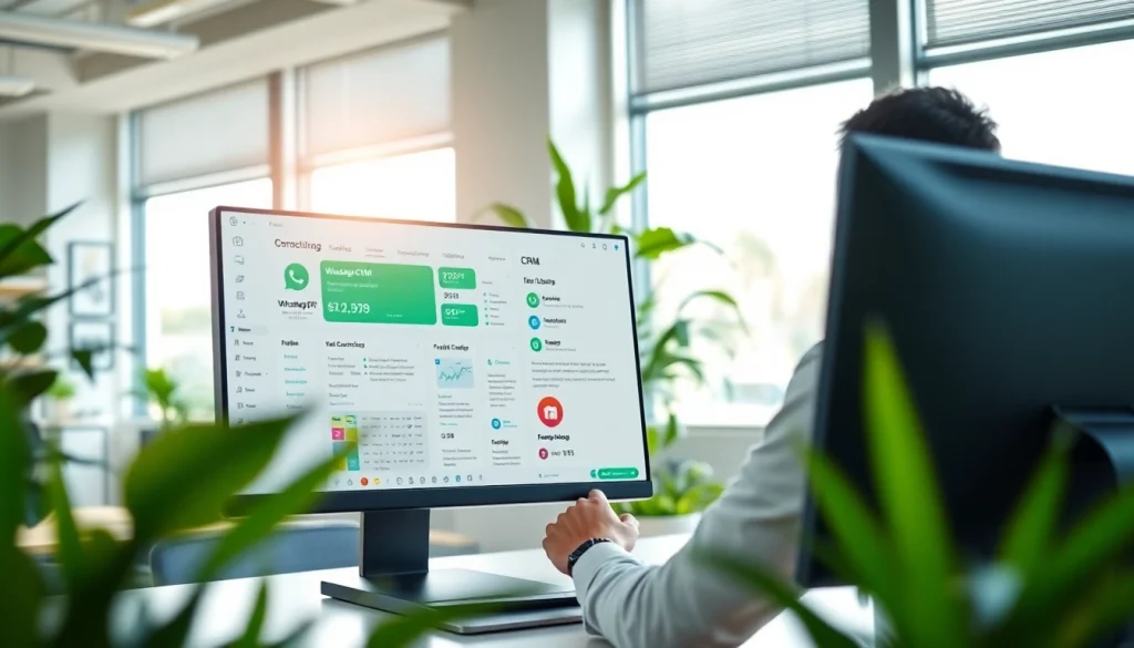 What is a CRM for WhatsApp displayed on a modern desktop, showcasing customer interactions.