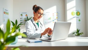 Calculate daily caloric needs using the calorie calculator in a bright, professional setting.