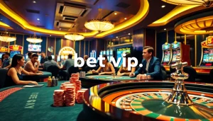 Trải nghiệm những trò chơi đầy cảm xúc tại sòng bạc sang trọng của Bet VIP với bàn poker sinh động và máy đánh bạc.
