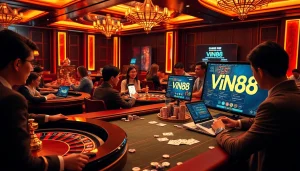 Experience thrilling gameplay at VN88 with vibrant casino elements and engaging players.