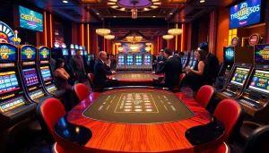 MK8 gaming table surrounded by players enjoying exciting casino games.