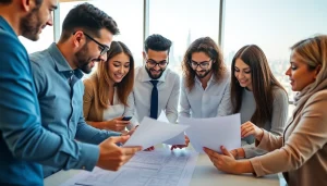 Engage with experts for Business setup in Dubai in a modern office environment with skyline view.