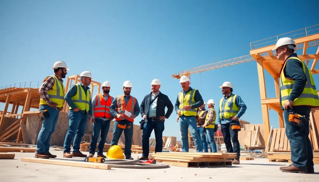 Collaboration among professionals from the southern california contractors association on a busy construction site.