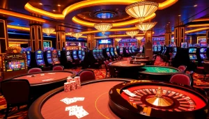 Experience the excitement of BK8 online gambling with vibrant casino visuals and gaming elements.