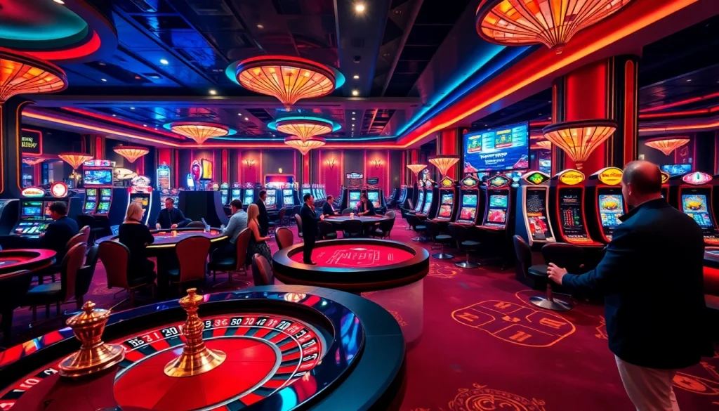 Players enjoying MK8 casino games amidst an exciting and luxurious atmosphere.