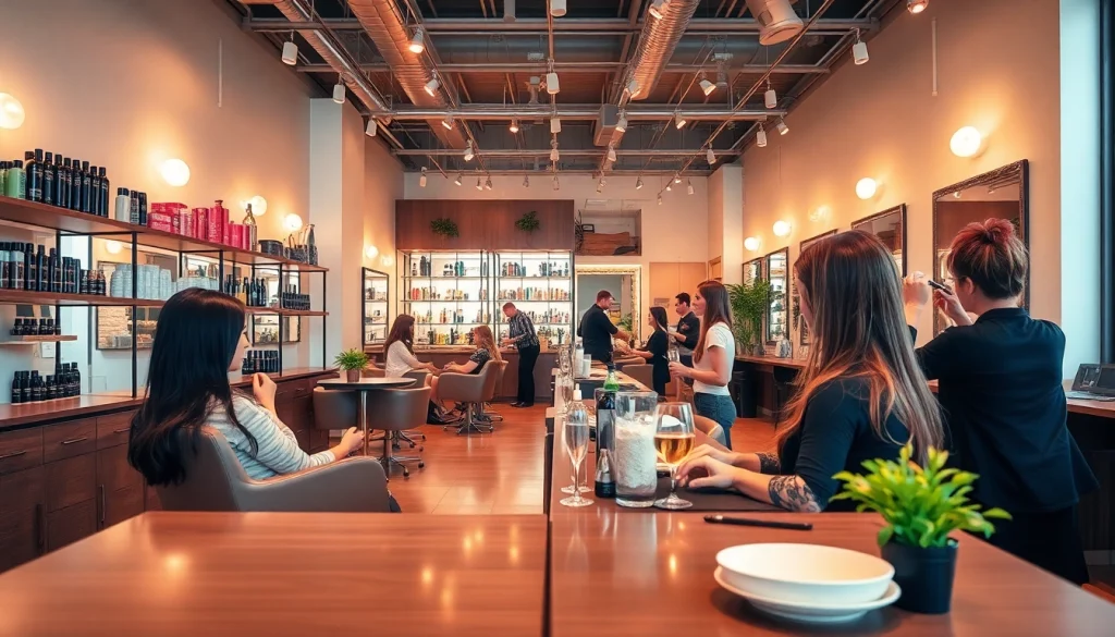 Best hair salon San Diego with stylish interior, professional hairstylists at work, and inviting atmosphere.