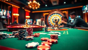 Nonton film indoxxi highlights a thrilling casino scene with poker players and a roulette wheel.