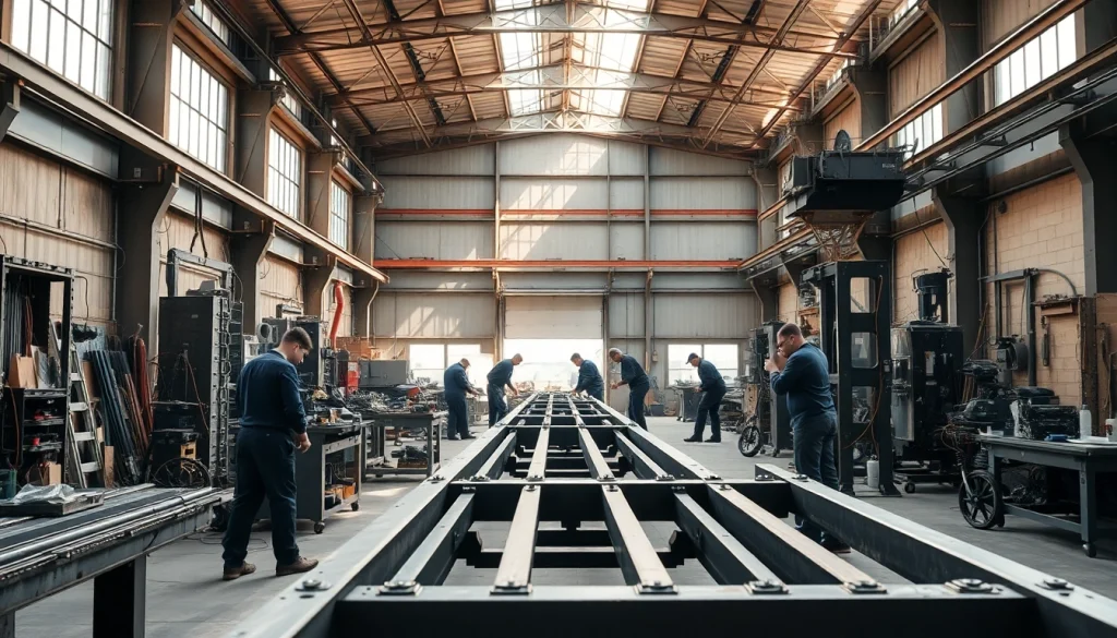 Engaging scene of custom steel fabrication showcasing expert artisans crafting intricate steel designs.