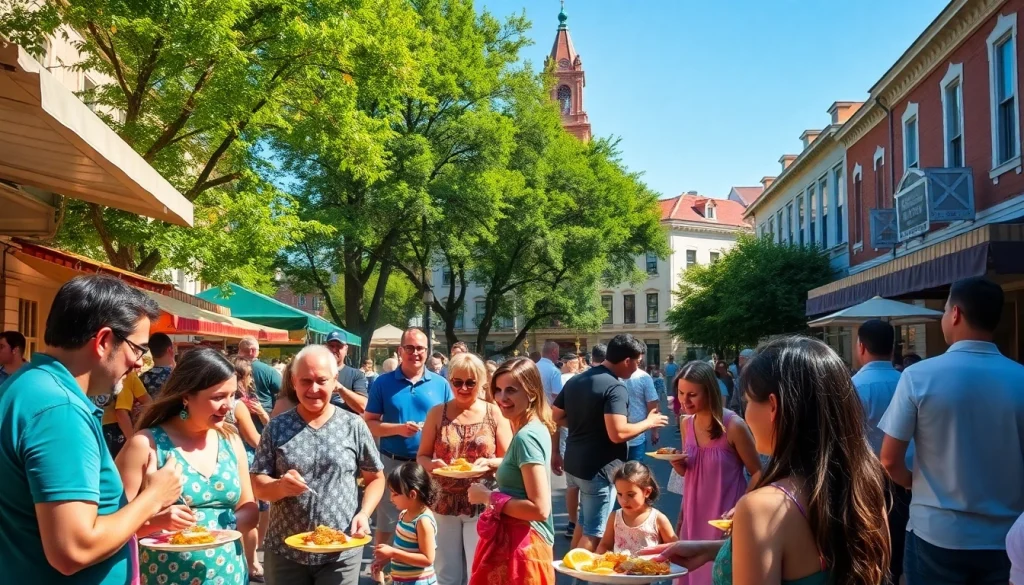 Experience Clarksburg's lively community festival with families and food stalls in a vibrant setting.