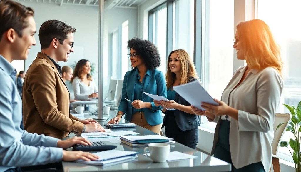 Experienced team engaged in tax preparation, showcasing personalized service and professionalism.