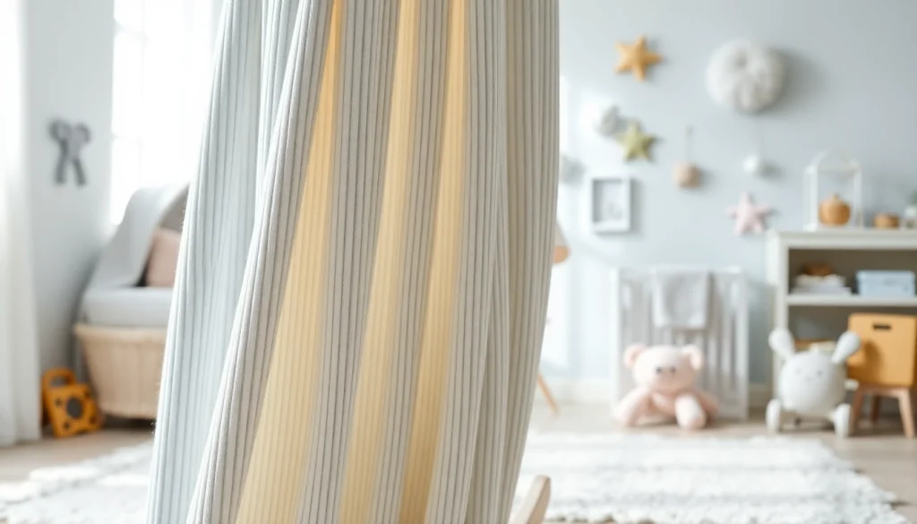 Ribcord stof in een knusse babykamersetting met een zachte kleur en textuur.