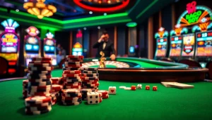Engage in high-stakes gaming at Haywin com with vibrant poker chips and a classic roulette wheel.