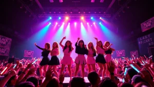 Engaging Blackpink news performance captured during a dynamic concert, highlighting fan interaction.