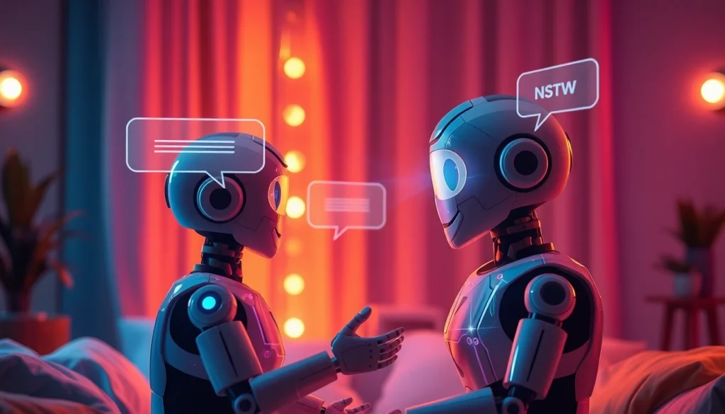 Immersive NSFW AI chatbot interaction in a cozy digital space