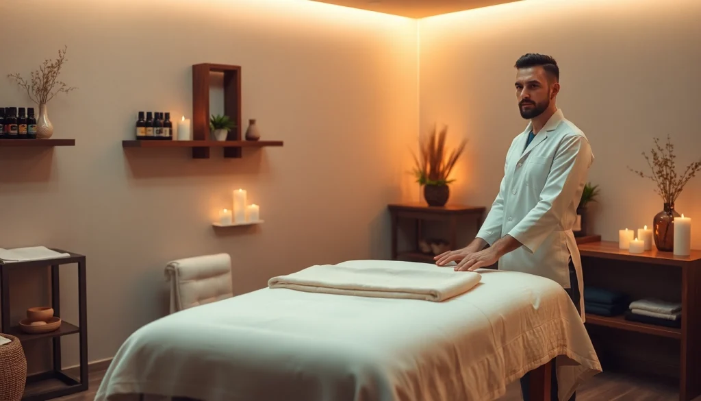 Relaxing 출장안마 setting with a luxurious massage room and professional therapist.