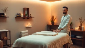 Relaxing 출장안마 setting with a luxurious massage room and professional therapist.