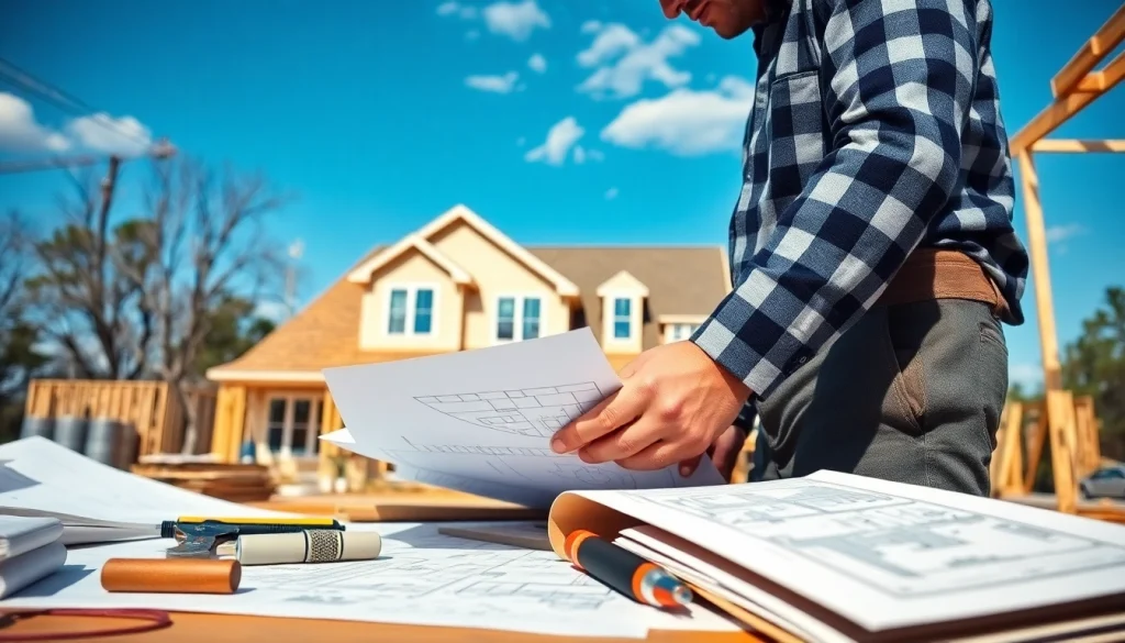 Dynamic scene featuring a New Jersey General Contractor managing a construction project, emphasizing professionalism and expertise.