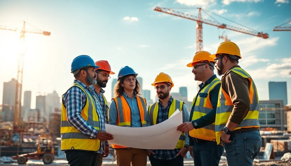 Construction association Denver members collaborating on a vibrant construction site.